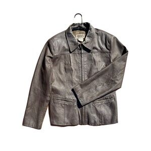 Forenza Women’s 100% Leather Jacket Size 14 Brown Zip Front Vintage Classic